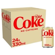 Image of COCA-COLA Diet Coke NO CAFFEINE Fizzy Soft Drink 330mL Cans Case (PACK OF 24)