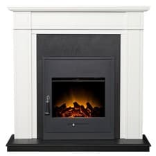 Image of Adam Georgian Fireplace in Pure White & Black with Oslo Electric Inset Stove ...
