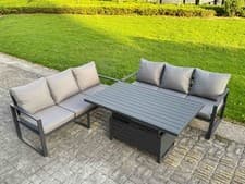Image of Fimous Aluminium Outdoor Garden Furniture Sets with Rising Dining Table Sofa Set