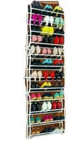 Image of 36 PAIR Over  DOOR HANGING SHOE HOOK SHELF RACK HOLDER STORAGE ORGANISER white