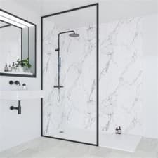 Image of 2400mm x 1000mm x 10mm Gloss white marble panel Cladding PVC shower splash wall