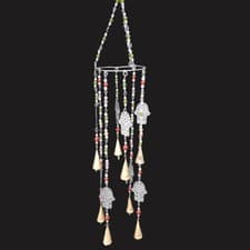Image of Large Wind Chime with Hamsa & Beads - Gorgeous Unique Hanging Decor 73cm 40257