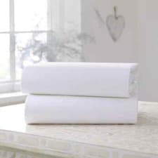 Image of Clair de Lune 100% Cotton Fitted Sheets White Plain Cot/Cot Bed 2Pk