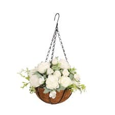 Image of Artificial Flowers Hanging Basket Chain Flower Pot Silk Flower Plant Hanger