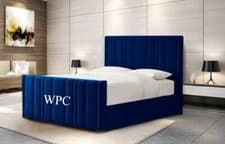 Image of Designer Plush Velvet Madrid Bed, Designer Panel Bed, Upholstered Bed, Bed Frame