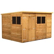 Image of Outdoor Shed 10x8ft Double Door Pent Overlap Dip Treated Garden Timber Storage