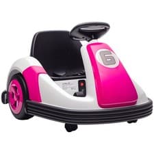 Image of AIYAPLAY Kids Bumper Car with 360-Degree Rotation Spin, Safety Belt, Pink