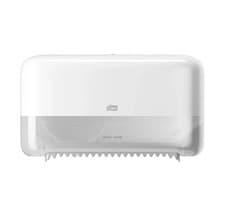 Image of Tork T7 Twin Coreless Mid-Size Toilet Roll Dispenser White