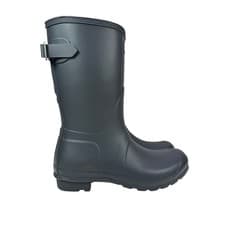 Image of Hunter Original Short Rain Boots Womens 8 Dark Slate Rubber Adjustable Buckle