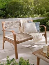 Image of Valencia Wooden Bench Garden Patio Seat Outdoor Furniture Teak UK