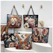 Image of Retro Embroidery Linen Women Handbag Tote Bag Shoulder Bag Shopping Bag