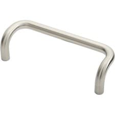 Image of Cranked Door Pull Handle 19mm Dia 225mm Fixing Centres Satin Steel