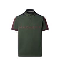 Image of Hackett Heritage London Classic Fit Short Sleeve Multi Polo Olive Green