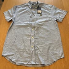 Image of Lyle and Scott SW1304VOG Oxford Shirt Short Sleeve Blue Medium BNWT