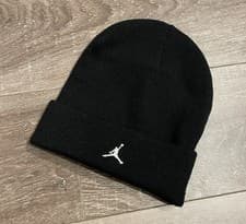 Image of Air Jordan Jumpman Logo Black White Beanie Hat BNWT OSFA Mens Wooly