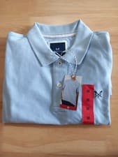 Image of Crew Clothing 100% Cotton Mens Classic Pique Polo Shirt Blue Rrp £40