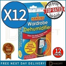 Image of 12 x HANGING WARDROBE DEHUMIDIFIER BAGS DAMP MOULD MOISTURE MILDEW CONDENSATION