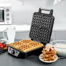 Image of Geepas 4 Slice Belgian Waffle Maker Electric Non-Stick Iron 1000W Breakfast