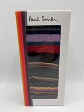 Image of PAUL SMITH Multi Stripe Black Socks 3 Pack in Box Organic Cotton *Made in Italy*