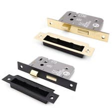Image of Brass Bathroom Lock Mortice Sashlock Bolt Through Lever Handle Lock Square