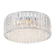 Image of Modern Crystal Round Semi Flush Mount Ceiling Light Fixture Living Room Bedroom