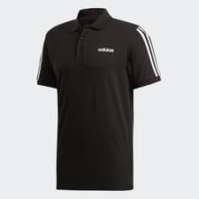 Image of adidas 3 Stripes Polo Top Mens - Polo Shirt - Black / White - Black Friday Sale