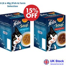 Image of Felix Delicious Cat Soup 6 (6 x 48g )Fish And Farm Selection / UK Fast Delivery