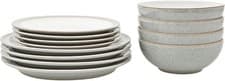 Image of Denby - Elements Light Grey Dinner Set For 4 - 12 Piece Ceramic Tableware Set - 