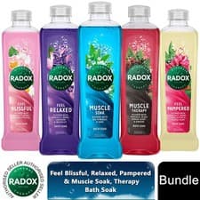 Image of 10pk x 500ml Bottles Radox Mixed Pack Bath Soak Enriched with Natural Extracts