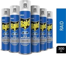 Image of Raid Fly & Wasp Killer Rapid Action Spray Eliminates Fly Insect 300ml X 6