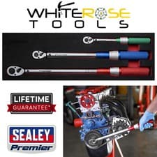 Image of Sealey Torque Wrench Set Micrometer 1/4" 3/8" 1/2" Square Drive Garage Mechanic