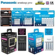 Image of Panasonic Eneloop AA 2000mAh & AAA 930mAh pro, AAA 800mAh Rechargeable Batteries