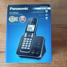 Image of Panasonic KX-TGD620 Cordless Phone Answering Machine Hands Free Black/Silver