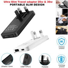 Image of 30W 20W FAST Charging Plug Dual Port USB-C & USB Travel Adapter Slim 12mm QC 3.0