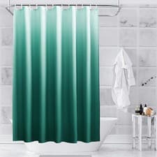Image of Shower Curtain Polyester Fabric Modern Printed Designer Washable + 12 Hooks