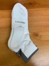 Image of CALVIN KLEIN men's Cushioned WHITE Grey Sports QUARTER Socks One Size