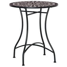 Image of Outsunny 60cm Mosaic Round Bistro Table Outdoor Garden Side Table, Black