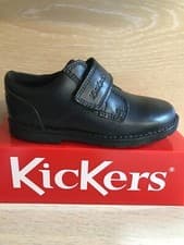 Image of Kickers Orin Strap Boys' Black Leather School Shoes