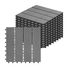 Image of Interlocking WPC Composite Decking Tiles Outdoor Balcony Wood Effect Patio Tiles