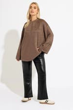 Image of Yours Curve Women's Plus Size Faux Leather Straight Leg Trousers