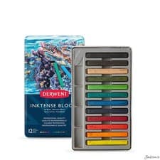 Image of Derwent Inktense Block Tin Set 12 Water Soluble Colour Blocks For Art Craft