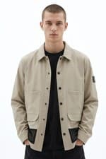Image of Soulstar Mens Fashion Designer Crinkled Nylon Mesh Panel Utility Shacket