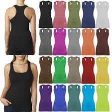 Image of New Women Long Vest Gym Stretch Racer back Body con Muscle Girl Plain Top 8-26