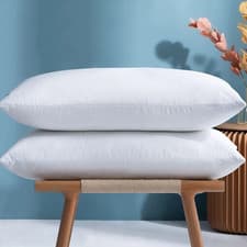 Image of Goose Feather & Down Pillows For Luxury Feel Peaceful Comfy Sleep Pack Of ( 2 )