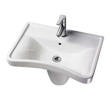 Image of AKW Ergonomic Disability Concave Special Needs Basin & Semi Pedestal 600mm Wide