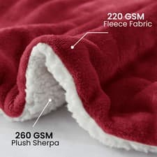 Image of Fluffy Sherpa Fleece Blanket Soft Warm Reversible Large Sofa Bed Throw Blankets