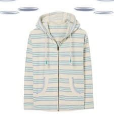 Image of Ex Fat Face Women's Hoodie Natural Ivory Zip Through Long Sleeve Cotton