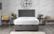 Image of Plush Velvet Ottoman Bed Divan Storage Apollo Headboard - Foot Lift Gas Lift