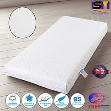 Image of NEW QUILTED BABY COT BED TODDLER MATTRESS WATERPROOF BREATHABLE ALL SIZES