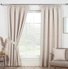 Image of Luna 3" Tape Top Header Slub Textured Plain Blackout Curtains - 4 Colours